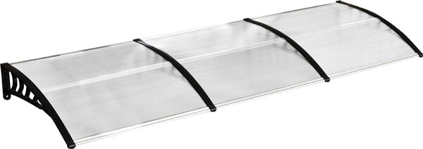 Fortuna Lai Tettoia per porta d'ingresso 90 x 295 cm, tettoia ad arco con protezione UV, tettoia per porta d'ingresso Protezione solare in policarbonato Protezione dalla pioggia