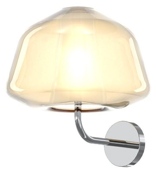 DOUBLE SKIN ALPHA APPLIQUE CON BASE CROMO E DIFFUSORE IN VETRO AMBRA,VERDE O TRASPARENTE LAMPADINA ATTACCO E27