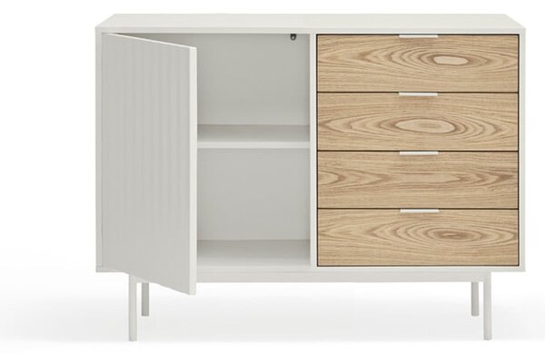 Cassettiera bassa bianca effetto rovere 108x80 cm Sierra - Teulat