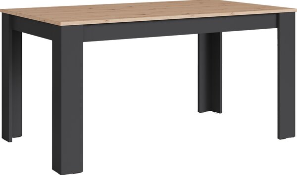 ByLIVING Tavolo da pranzo NORI / Tavolo da cucina moderno effetto rovere / Base in melamina antracite / Tavolo grande / 160 x 90, H 75 cm