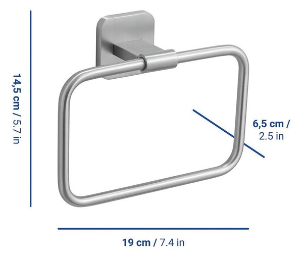 Portasciugamano senza foratura color argento opaco in acciaio inox con aggancio Turbo-loc Porto – Wenko