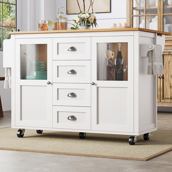 Isola da cucina mobile, dimensioni 137,9x73x92,5 cm, realizzata in MDF e metallo, colore bianco, con piano di lavoro pieghevole, ideale per cucina e sala da pranzo