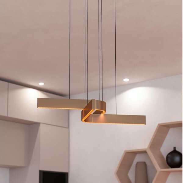 Eglo 901864 - LED RGBW dimmerabile lampadario a sospensione su cavo FOLCINO-Z 2xLED/18W/230V rame/nero