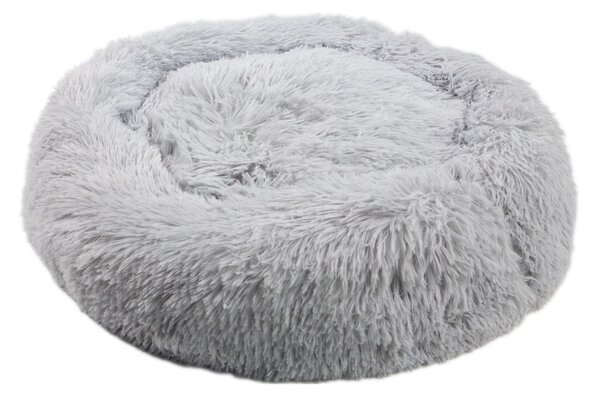 MEDISAFETY letto per cani MILOU cuscino per cani e gatti particolarmente soffice divano per animali domestici isola coccolosa rotonda 50-80cm in grigio chiaro, grigio scuro, beige, marrone, colore:60 cm - grigio chiaro
