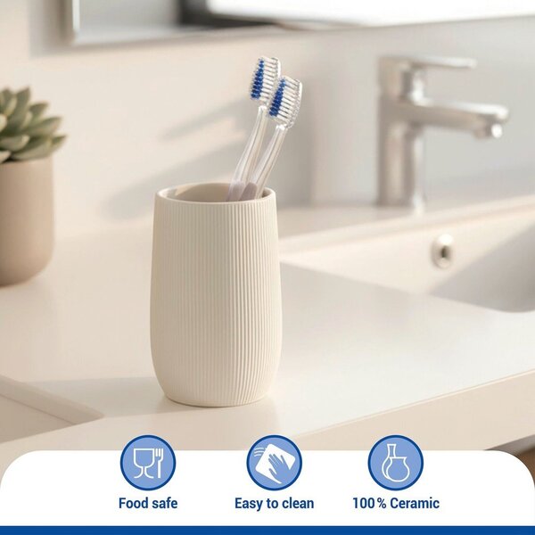 Portaspazzolino color crema in ceramica Fablo – Wenko