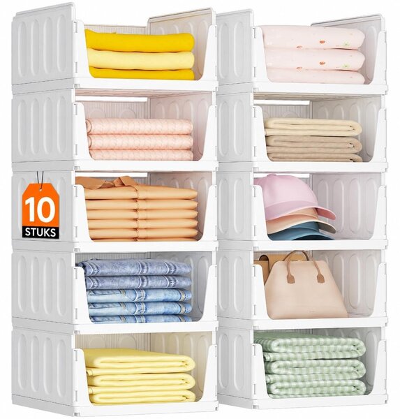 Organizzatore impilabile per armadi, estraibile, profondità 35,5 cm, colore bianco
