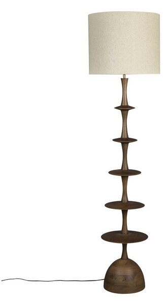 Lampada da terra color crema/colore naturale scuro con paralume in tessuto (altezza totale 179 cm) Cath – Dutchbone