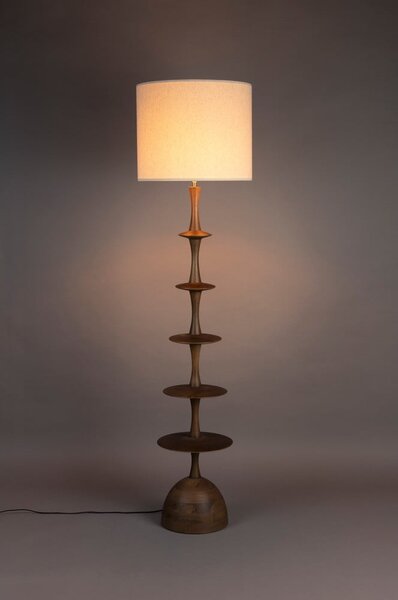 Lampada da terra color crema/colore naturale scuro con paralume in tessuto (altezza totale 179 cm) Cath – Dutchbone