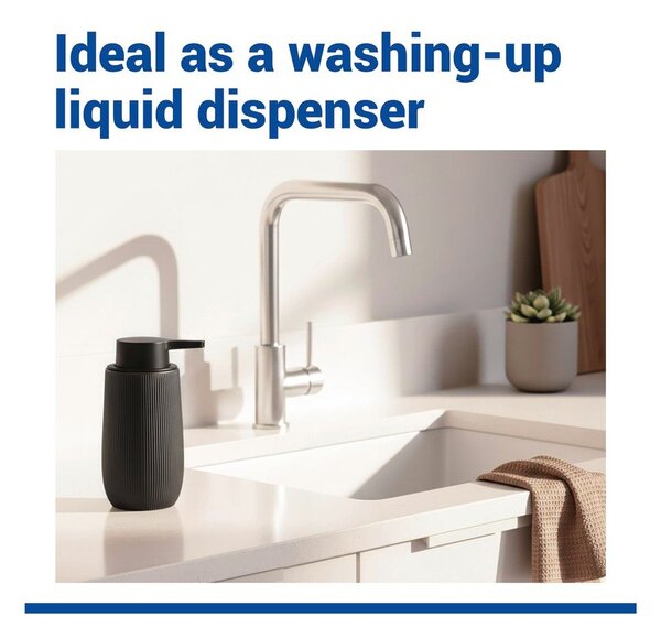Dispenser per sapone nero in plastica 400 ml Fablo – Wenko