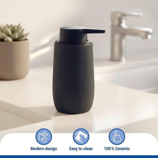 Dispenser per sapone nero in plastica 400 ml Fablo – Wenko