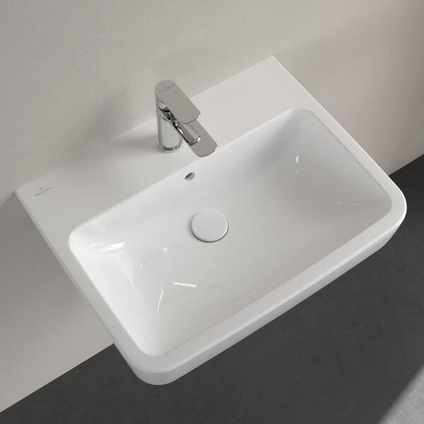 Villeroy & Boch O.novo - Lavabo da appoggio, 600x460 mm, con sfioratore, foro per rubinetto, bianco alpino 4A416G01