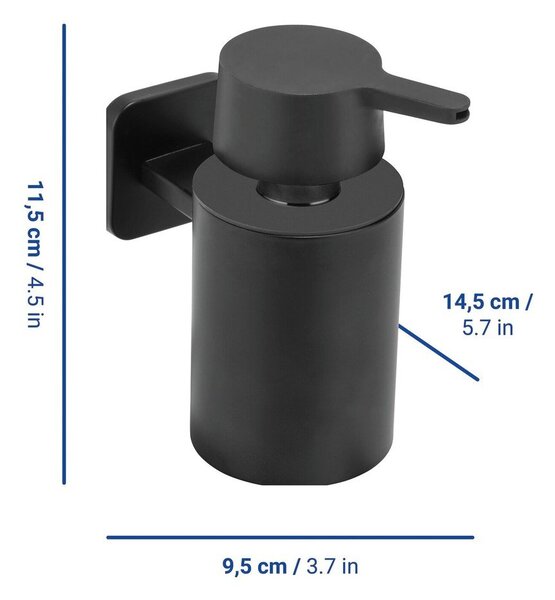 Dispenser per sapone senza foratura nero opaco in acciaio inox con aggancio Turbo-loc Porto – Wenko