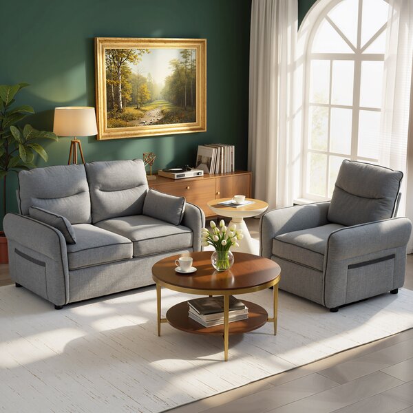 HOMCOM Poltrona 1 posto con tasca laterale, divano 2 posti da salotto in velluto egiziano, 80x81x90 cm, grigio | Aosom Italy
