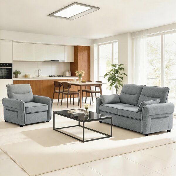 HOMCOM Poltrona 1 posto con tasca laterale, divano 2 posti da salotto in velluto egiziano, 80x81x90 cm, grigio | Aosom Italy