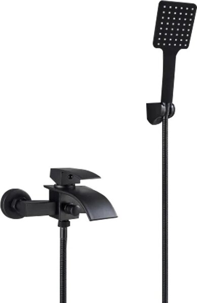 Rubinetto per vasca a cascata - Miscelatore - Corpo in acciaio inossidabile 304 - Cartuccia in Vetroceramica - Superficie verniciata - Filettatura da 1,27 cm - Resistente al calore - Nero