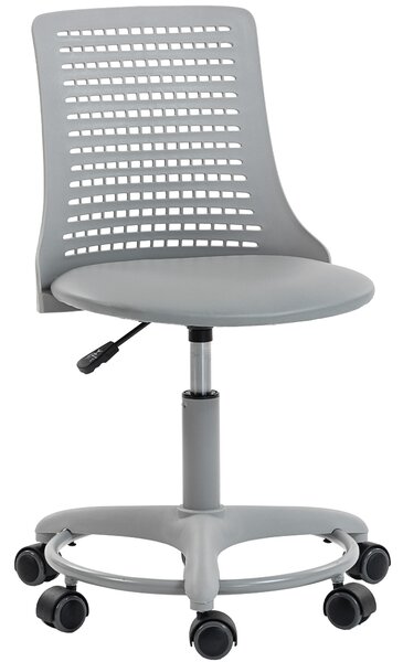 HOMCOM Sedia Girevole da Scrivania con Schienale forato e Altezza Regolabile, Sedia da Ufficio senza Braccioli, 43x42x86 cm, Grigio | Aosom Italy