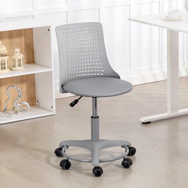HOMCOM Sedia Girevole da Scrivania con Schienale forato e Altezza Regolabile, Sedia da Ufficio senza Braccioli, 43x42x86 cm, Grigio | Aosom Italy