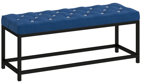 HOMCOM Panca ai piedi del letto Imbottita con Base in Metallo per Camera, Ingresso e Soggiorno, 117x40x48 cm, Blu | Aosom Italy