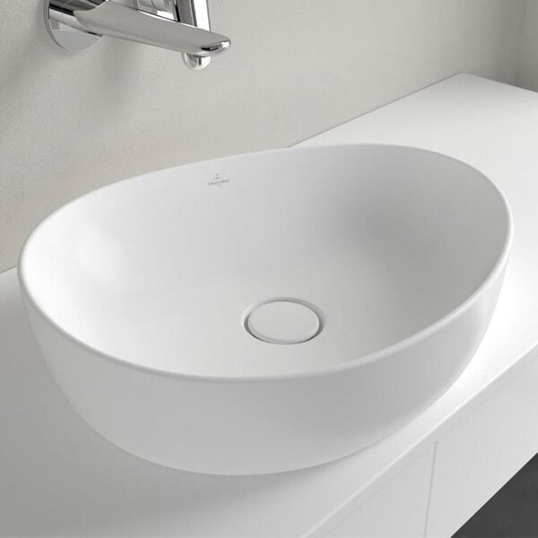 V&B lavabo da appoggio ANTAO 51x40cm, asimmetrico, senza sfioratore, bianco C-plus