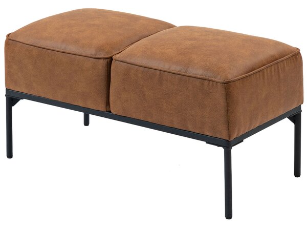 HOMCOM Panca moderna a piedi del letto in pelle sintetica con seduta imbottita spessa e gambe in acciaio, 80x40x46 cm, Marrone | Aosom Italy