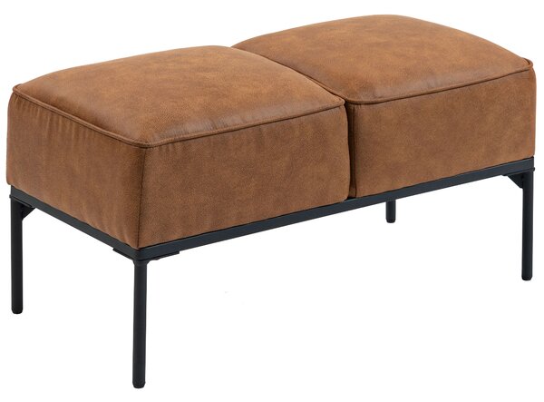 HOMCOM Panca moderna a piedi del letto in pelle sintetica con seduta imbottita spessa e gambe in acciaio, 80x40x46 cm, Marrone | Aosom Italy