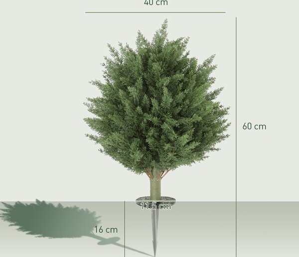 HOMCOM Set da 2 Piante Artificiali, Cipresso UV-resistente con 387 Foglie e Picchetto da Terra, 40x60 cm, Verde | Aosom Italy