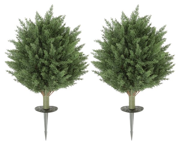 HOMCOM Set da 2 Piante Artificiali, Cipresso UV-resistente con 387 Foglie e Picchetto da Terra, 40x60 cm, Verde | Aosom Italy