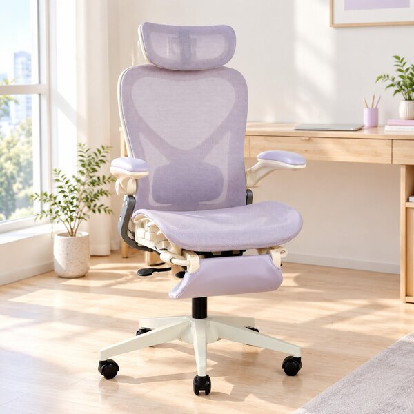 Sedia da ufficio ergonomica STILVORA, dotata di supporto lombare e poggiatesta 3D, sedia pieghevole con braccioli pieghevoli e schienale in rete, sedia da scrivania con pedali poggiapiedi