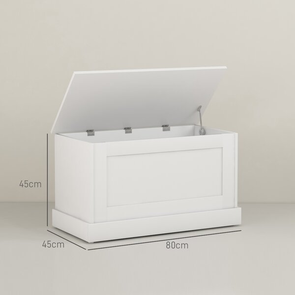 HOMCOM Cassapanca contenitore con porta giochi e cerniera di sicurezza per soggiorno, in legno, 80x40x45 cm, bianco | Aosom Italy