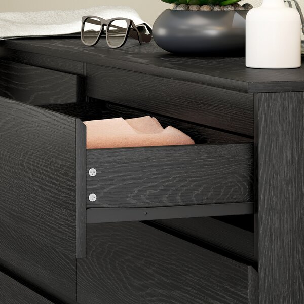 HOMCOM Cassettiera Moderno con 6 Cassetti, Cassettiera per Soggiorno, Camera e Ufficio, 140x40x71 cm, Nero Venato | Aosom Italy