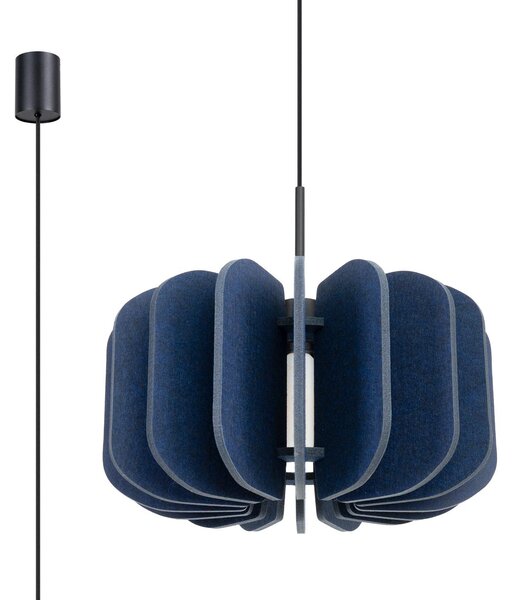 Lampada a sospensione BARDEO blu scuro-nera 1xE27x15W in feltro, dimensioni: 146x45x45 cm, IP20, Pure Lume