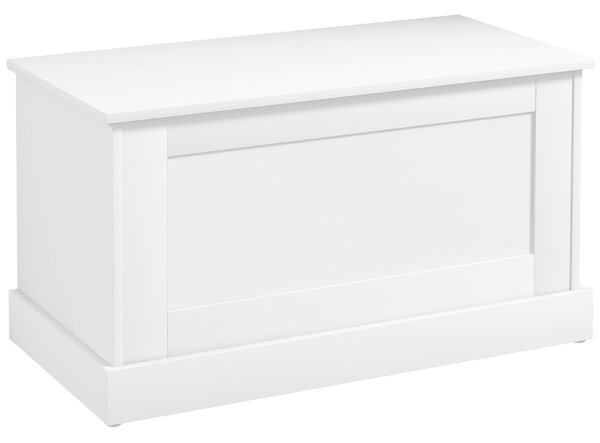 HOMCOM Cassapanca contenitore con porta giochi e cerniera di sicurezza per soggiorno, in legno, 80x40x45 cm, bianco | Aosom Italy