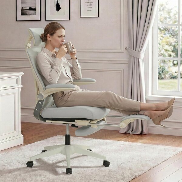 Sedia da ufficio ergonomica STILVORA, dotata di supporto lombare e poggiatesta 3D; sedia pieghevole con cuscino in schiuma e braccioli pieghevoli; sedia da scrivania con pedali