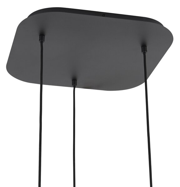 Lampada a sospensione di design Nera con vetro fumé 3 luci - Gus