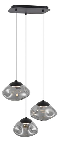 Lampada a sospensione di design Nera con vetro fumé 3 luci - Gus