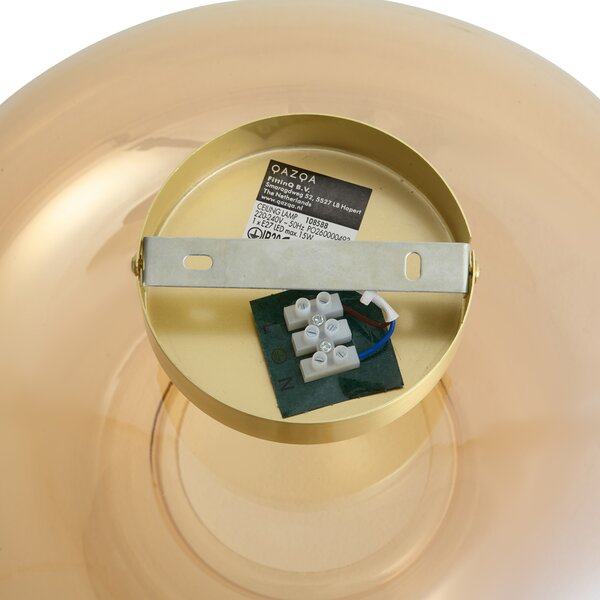 Lampada da soffitto Art Déco ottone con vetro ambra 40 cm - Busa