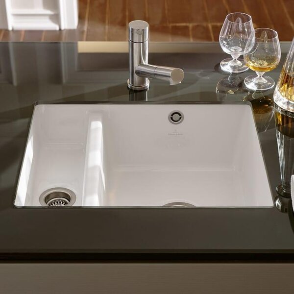 V&B lavello sottopiano Subway 60 XU con scarico, manuale, avorio CeramicPlus