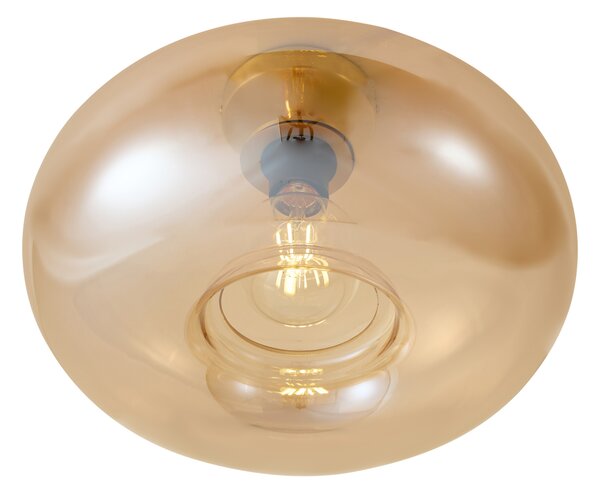 Lampada da soffitto Art Déco ottone con vetro ambra 40 cm - Busa