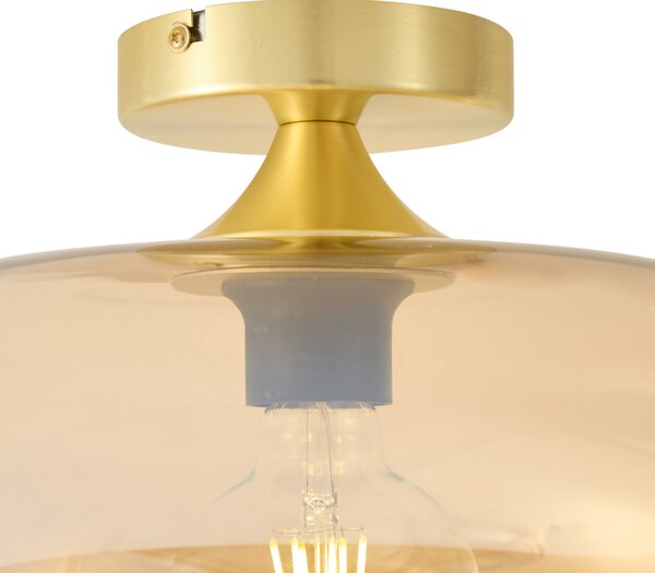 Lampada da soffitto Art Déco ottone con vetro ambra 40 cm - Busa
