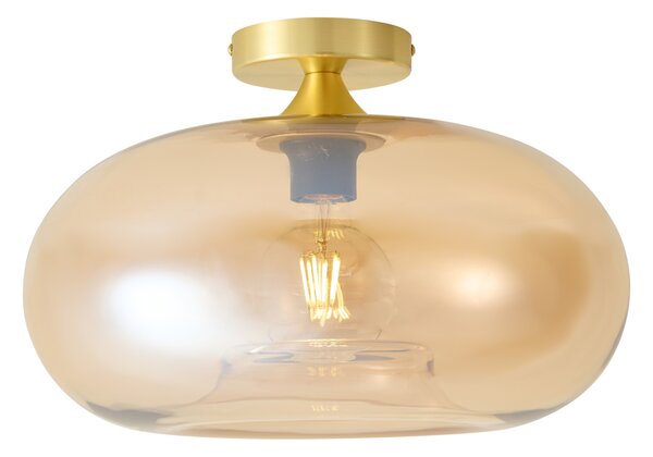 Lampada da soffitto Art Déco ottone con vetro ambra 40 cm - Busa