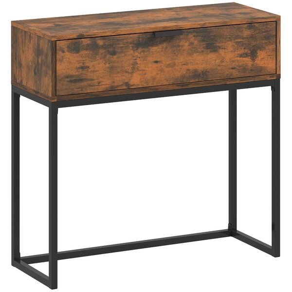 HOMCOM Tavolo da ingresso con cassetto, Consolle industriale per ingresso e soggiorno, 80x30x76 cm, Nero | Aosom Italy