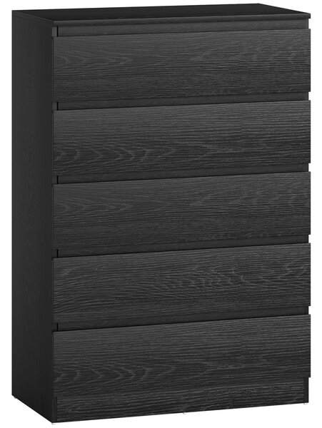 HOMCOM Comò Moderno per Camera da Letto 5 Cassetti, Cassettiera per Soggiorno e Ufficio, 77x40x111,5 cm, Nero Venato | Aosom Italy