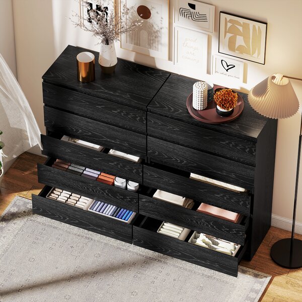 HOMCOM Comò Moderno per Camera da Letto 5 Cassetti, Cassettiera per Soggiorno e Ufficio, 77x40x111,5 cm, Nero Venato | Aosom Italy