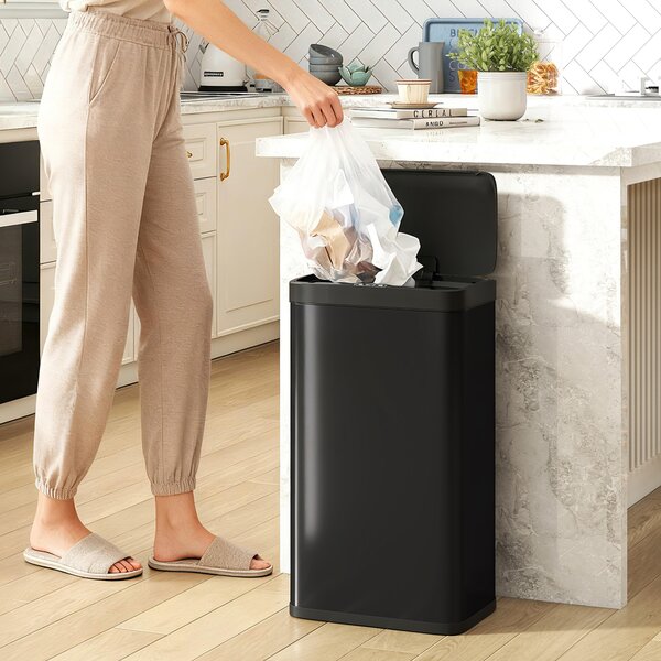 HOMCOM Cestino Automatico per rifiuti con Contenitore Interno Rimovibile e Sensore a Infrarossi, 38x25.5x67.5 cm, Nero | Aosom Italy