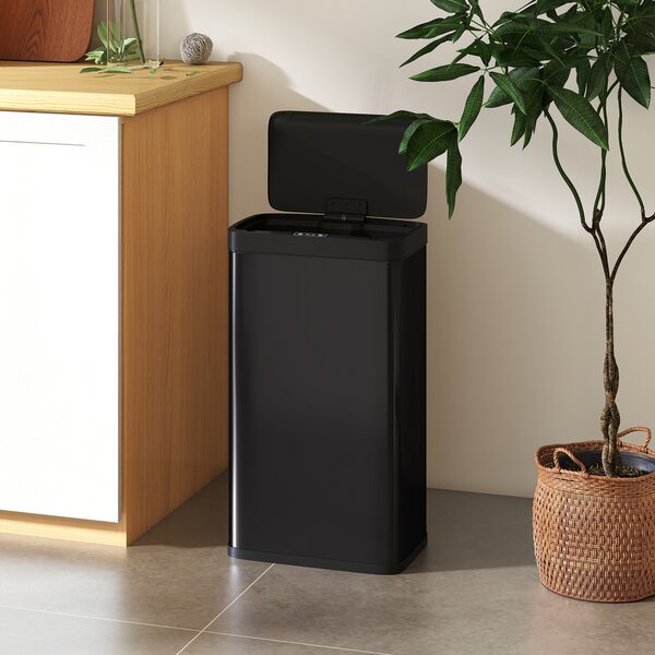 HOMCOM Cestino Automatico per rifiuti con Contenitore Interno Rimovibile e Sensore a Infrarossi, 38x25.5x67.5 cm, Nero | Aosom Italy