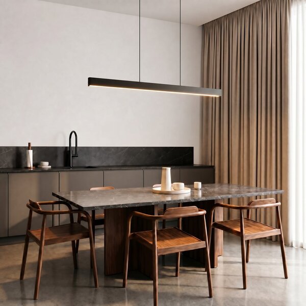 Lampada a sospensione Lucande, Mylosh, dimmerabile, Nero, Sala da pranzo, Alluminio, Moderno