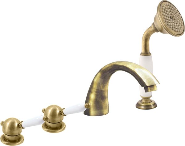 LABE - Miscelatore per vasca a 4 fori, ottone vecchio (bronzo) L569.0PSM, RAV Slezák