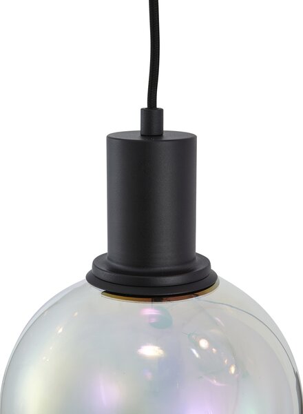 Lampada a sospensione di design nera con vetro arcobaleno rotonda a 3 luci - Mallon