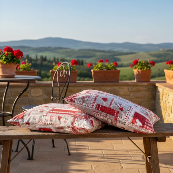 Federa cuscino patchwork rosso