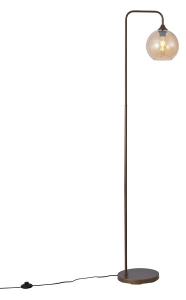 Lampada da terra Art Déco bronzo scuro con vetro ambrato - Sandra
